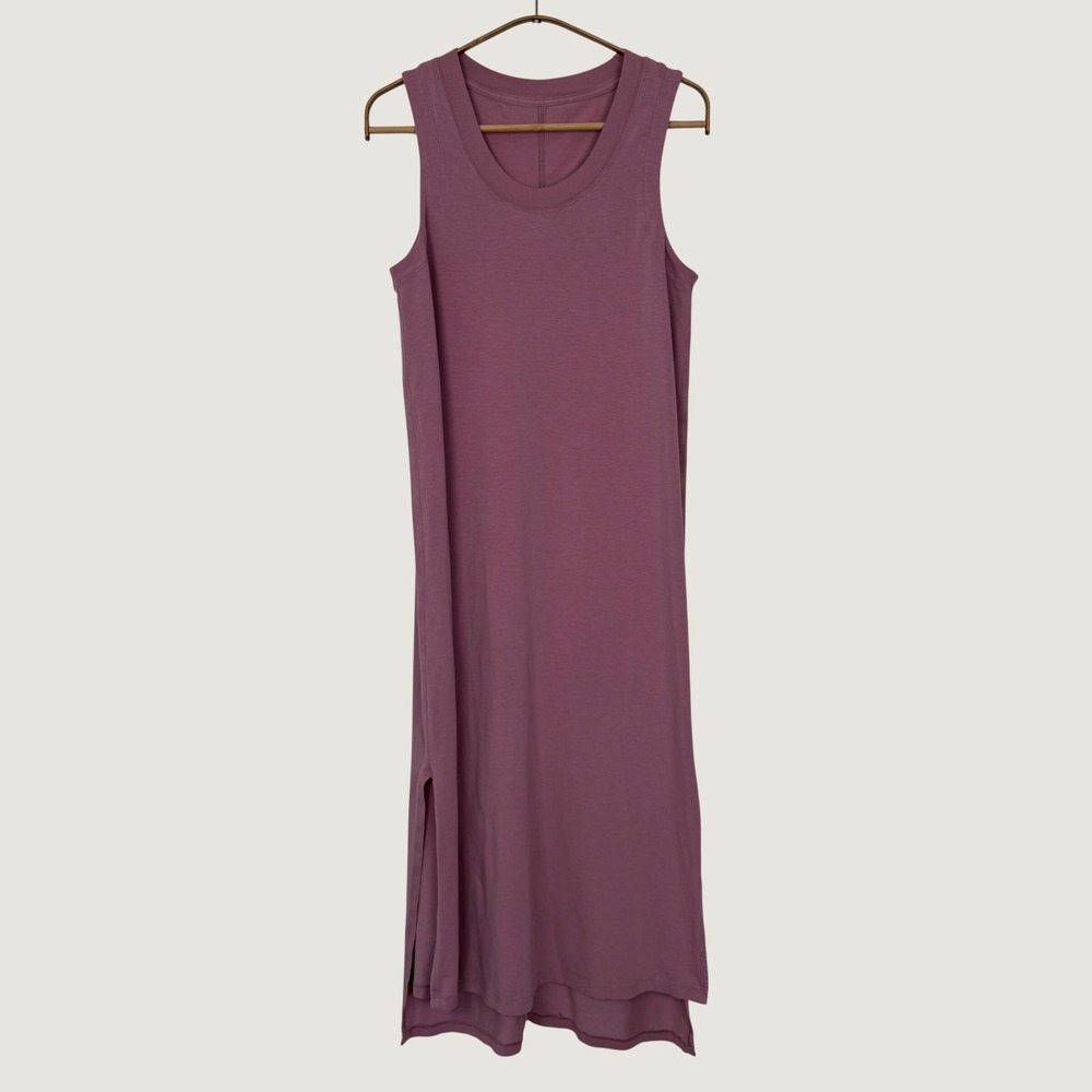 Lululemon All Yours Tank Dress Mauve Pink Sleeveless Midi High Low Slit Relaxed